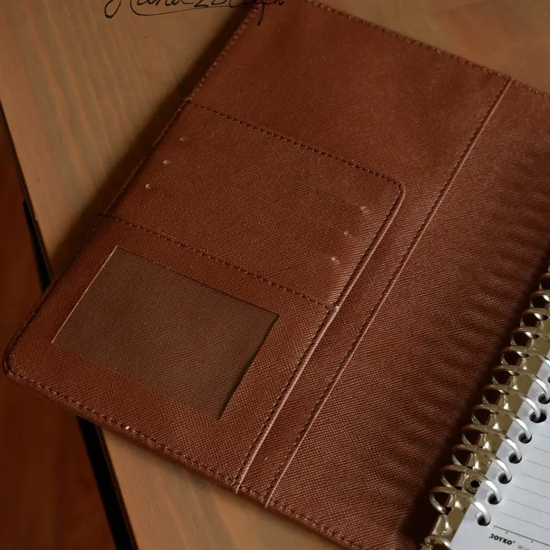 Binder kulit A5 Custom Nama dan LOGO Kulit PU Pria Cowok Kartu 3