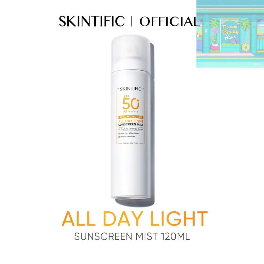 [120ml] SKINTIFIC All Day Light Sunscreen Mist SPF50 PA++++ Sunblock Spray Anti UV Face Body Spray Anti UV UVA UVB
