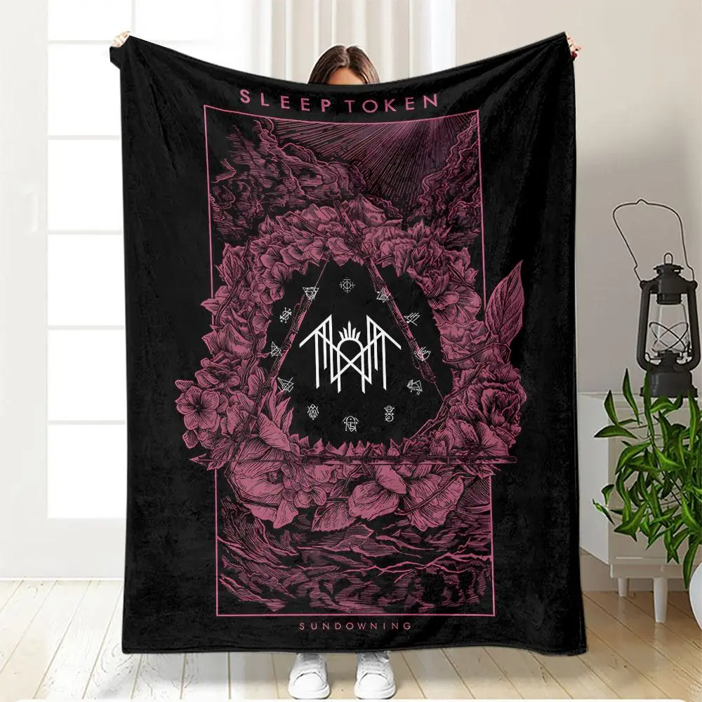 Sleep Token Pattern Flannel Blanket, Soft Warm Throw Blanket, Air-conditioned Room Blanket, Warm Nap Blanket for Home & Office