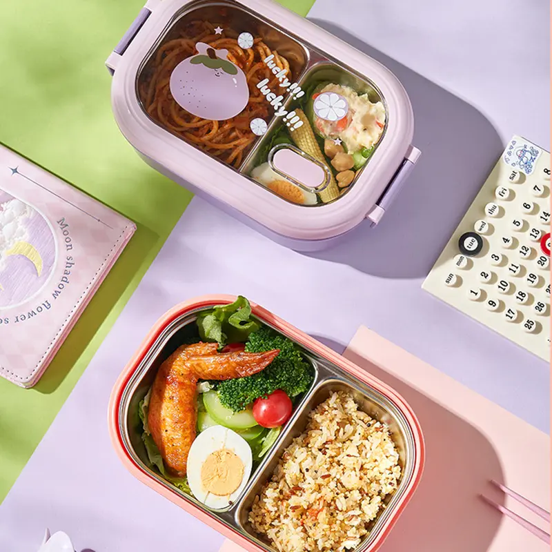1000ml Portable Lunch Box Leakproof Bento Box Divided Stainless ...