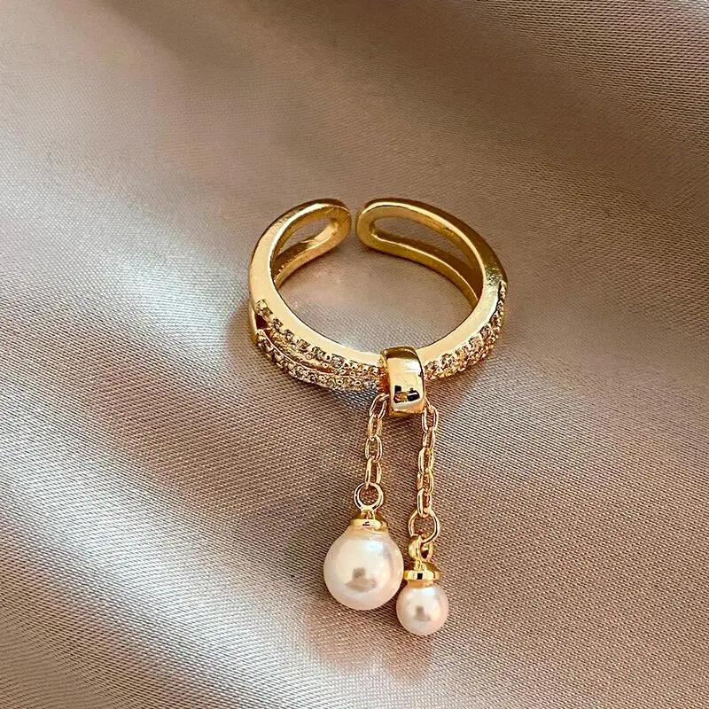 2025 New Unusual Design Tassel Open Ring Korean Fashion For Women Girl's Finger Exquisite Accessories