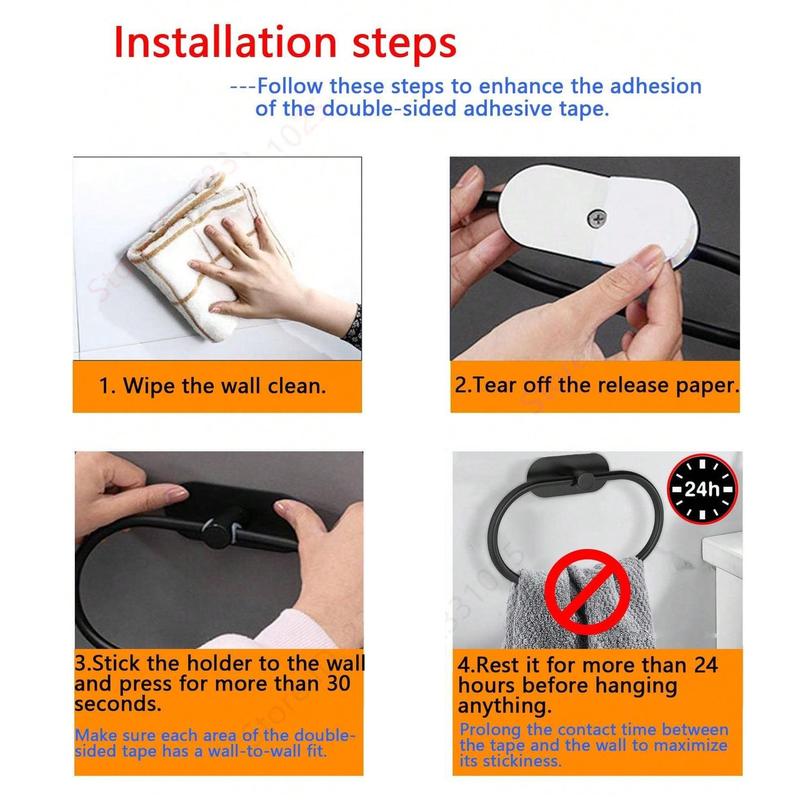 Product Introduction of Bathroom Towel Ring Holder, 1 Count Self Adhesive Stainless Steel Bathroom Towel Holder, Bathroom Gadgets for Home Use, Bathroom Accessories 5