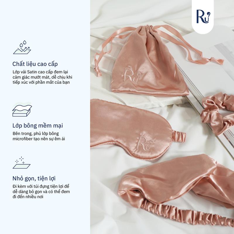 Bộ Bịt Mắt Cao Cấp Ru9 - Chất Liệu Sateen Sang Trọng, Thoáng Mát | Giúp Thoải Mái Dễ Ngủ | Bao Gồm 2 Set 4