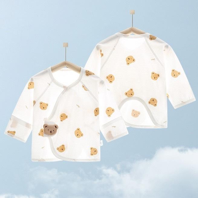 Áo dài tay khóa dán mỏng mát cài chéo cotton cao cấp cho bé sơ sinh Hàng Quảng Châu