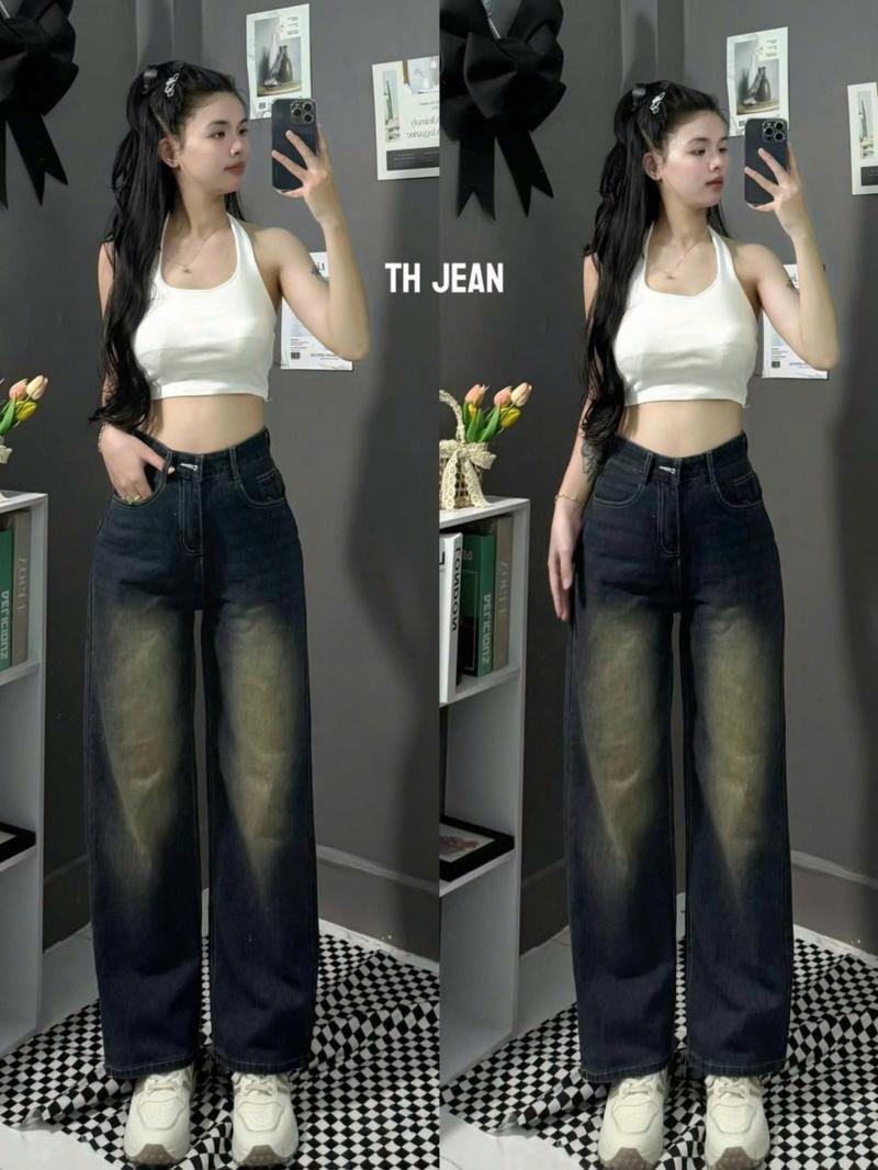 Product Introduction of Quần jeans suông trơn Cạp Siêu Cao cá tính phong cách thời trang cho phái đẹp_vải mềm mại dễ phối dồ đi chơi đi học (0620 khói_0693 nhạt) 9