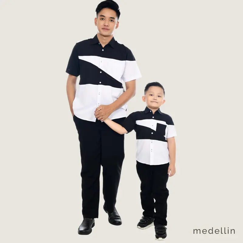 MEDELLIN Kemeja Couple Ayah Anak Lengan Pendek 101274 Hitam 0
