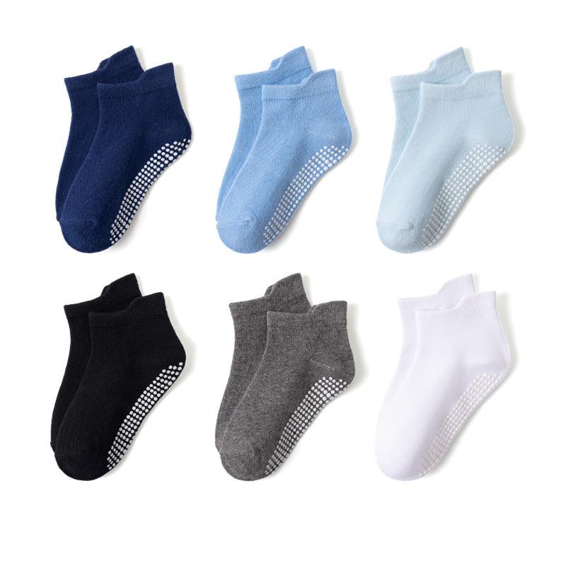 6 Pairs 0-5 Years Old Non-Slip Kids Socks with Grip Little Girls Boys Ankle Socks Infants Toddlers Children Floor Socks 5
