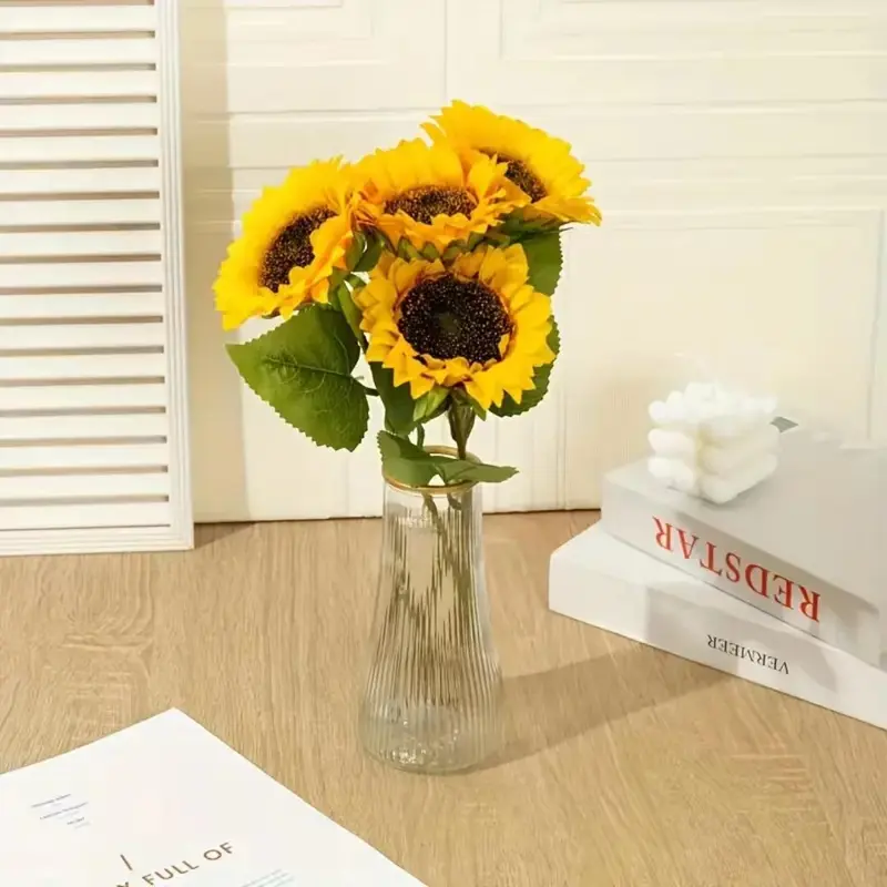 Artificial Sunflower, 6pcs Faux Sunflower, Decorative Flower for Home Party Wedding, Home Decor Supplies 3