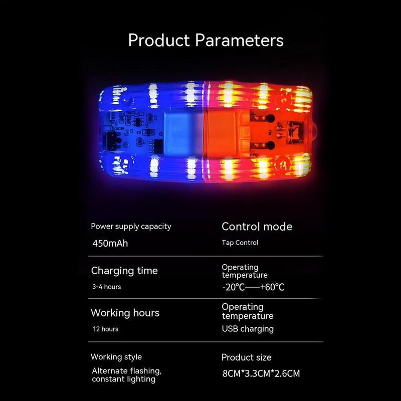 Product Introduction of Red and Blue light LED Red and blue shoulder light Safety light USB rechargeable clip white lighting flashlight Outdoor sports, running, fishing, swimming, beach are suitable for camping lights camping  lights 9