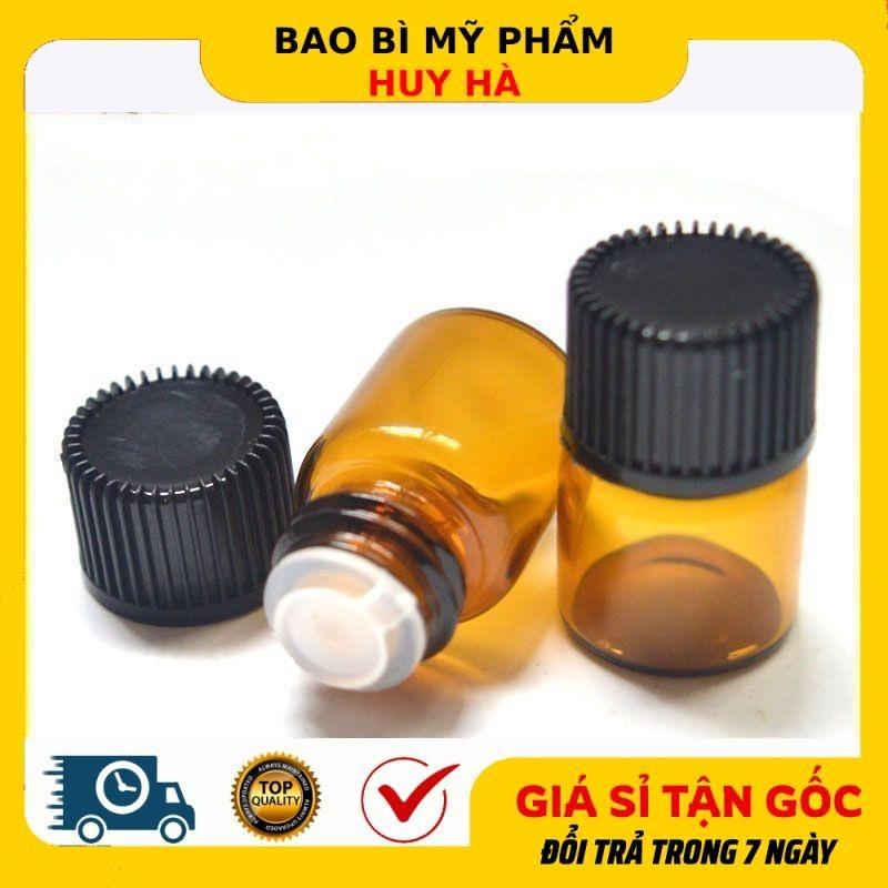 [COMBO 5SP] Lọ Chiết Serum, Chai Lọ Chiết Tinh Dầu Thủy Tinh Nắp Vặn Đen Mỏng 1ml,2ml,3ml,5ml