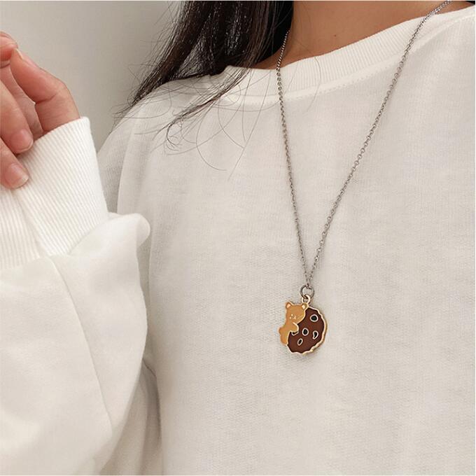 Product Introduction of 2025 Cute Cartoon Sweatshirt Chain Accessories Sweater Necklace Couple Versatile Simple Korean Style Ins Female Student Pendant 1