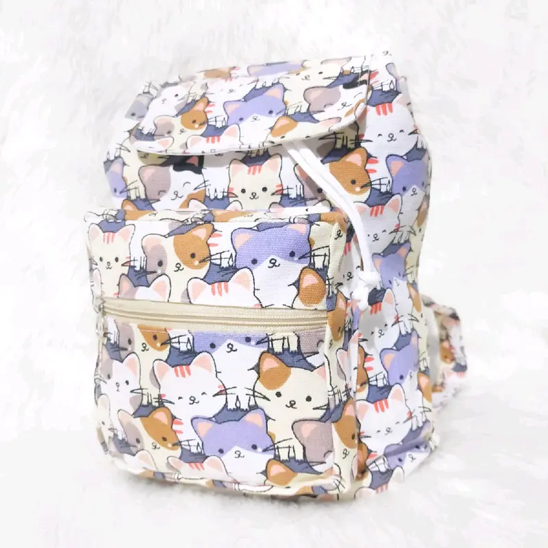 Ransel Kanvas Serut Face Cats 4