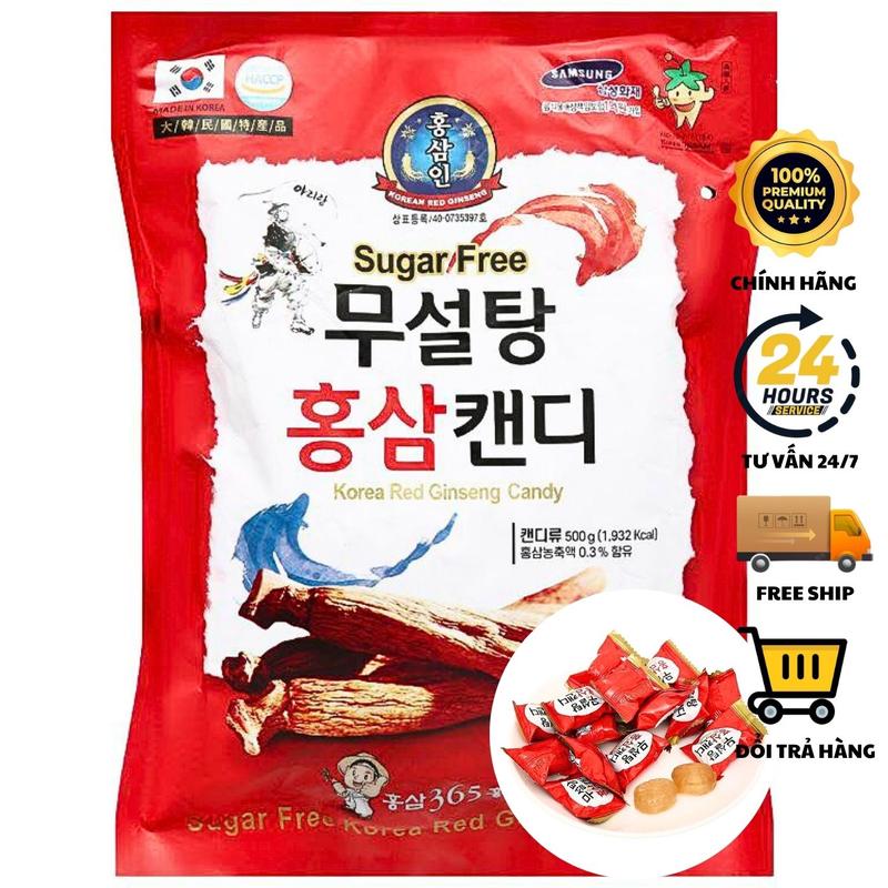 KẸO HỒNG SÂM KHÔNG ĐƯỜNG ĐỎ 365 GÓI 500G - KẸO SÂM HÀN QUỐC - KẸO NGẬM THƠM MIỆNG - KẸO HỒNG SÂM HÀN QUỐC