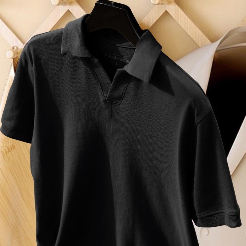 Áo thun nam, áo polo nam cổ V nam tính, vải mềm mát Menswear Cộc Tay Shirt 5