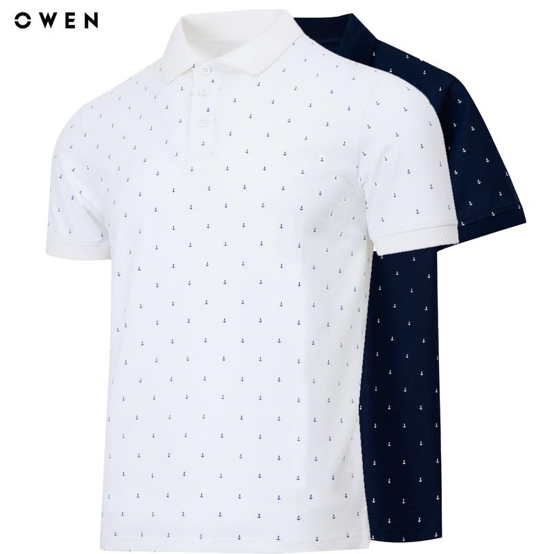 Áo polo nam Owen họa tiết mỏ neo vải cotton cao cấp dày dặn co giãn 4 chiều form body fit trẻ trung Menswear Có Cổ Ngắn Tay