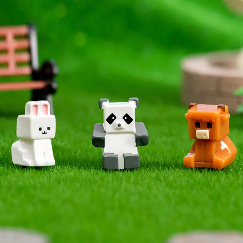 Tượng Động Vật Mini, Hình Vuông, Gấu Trúc Và Thỏ, Tượng Nhỏ Đồ Trang Trí Cảnh Quan Bằng Resin, Để Trang Trí Nhà Cửa, Quà Tặng, Phụ Kiện Bàn, 1 Cái 5