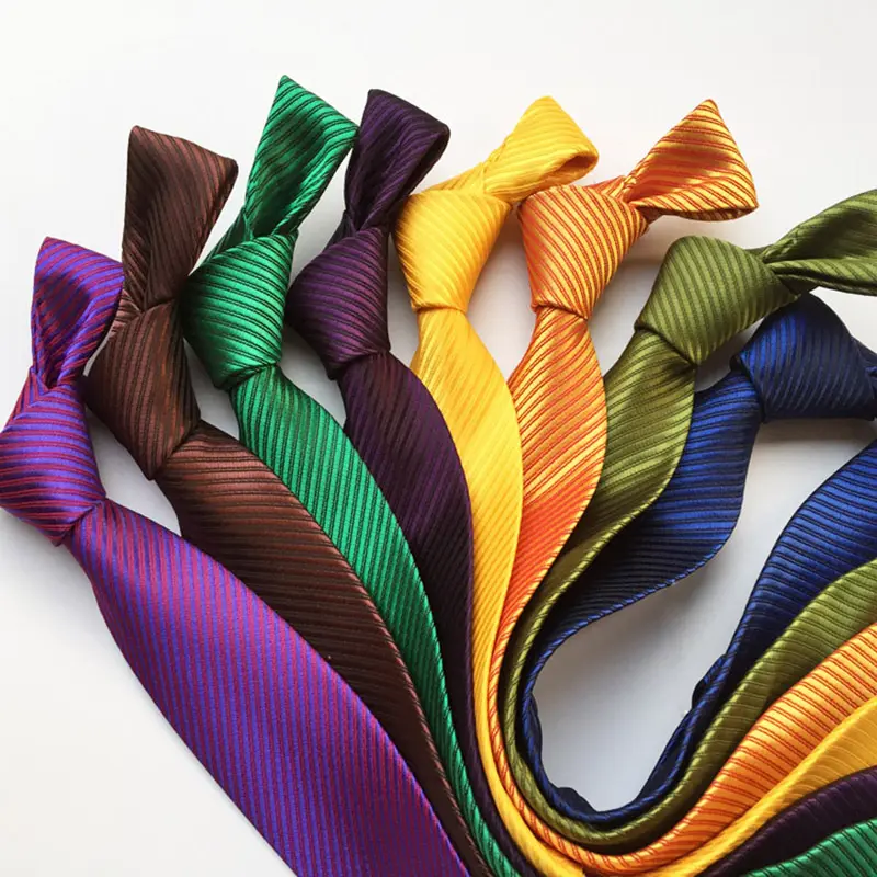 Luxury Men's Tie New 8CM Skinny Men Narrow Necktie Solid Purple Striped Neck Ties Arrow Wedding Accessories