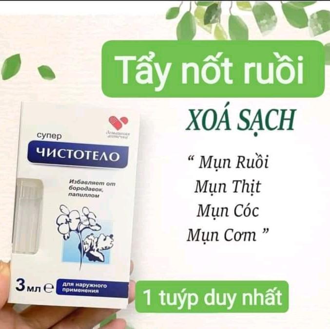  Gel tẩy nốt ruồi mụn thịt Nga - sản phẩm chăm sóc da mụn dung tích 3ml 80g - Skincare 