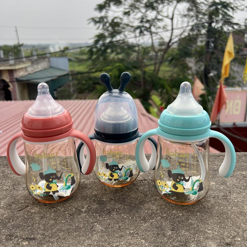 bình sữa Babuu baby sên cổ rộng tiêu chuẩn 210ml 300ml chai miệng rộng,đựng sữa,bảo quản sữa 1 ngăn nắp sên