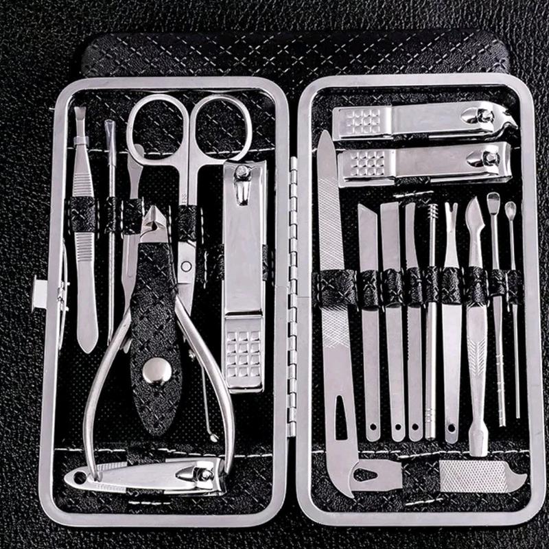19 pcs set Gunting kuku dan pinset bahan stainless berkualitas warna Random 1