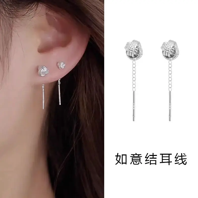 Bông Tai thả Thắt Nút Ruyi, Bạc Sterling, Thiết Kế Độc Đáo Cao Cấp, Dễ Phối Đồ, Chăm Sóc Tai, Tua Rua Đơn Giản, Thanh Lịch, Siêu Thanh Lịch, Thích Hợp Cho Các Cô Gái Nóng Bỏng