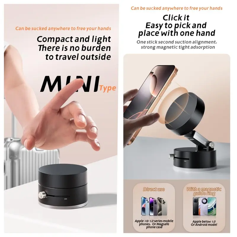 Multifunctional Vacuum Suction Cup Phone Holder, Foldable Magnetic Suction Phone Holder, Phone Accessories for Home Office, Phone Holder 7