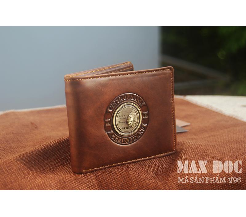 Ví Da BÒ Nam Cao Cấp Lót Da Bò Nguyên Miếng- V96 Wallet Hình Chữ Nhật Nhiều Ngăn 1