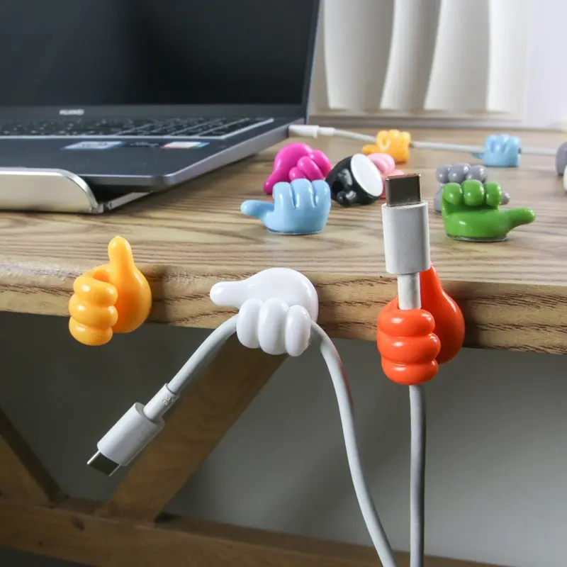 Multifunctional Thumb Hook Creative Cute Data Cable Organizer Fixed Cable Management Thumb Hook for Bathroom Kitchen