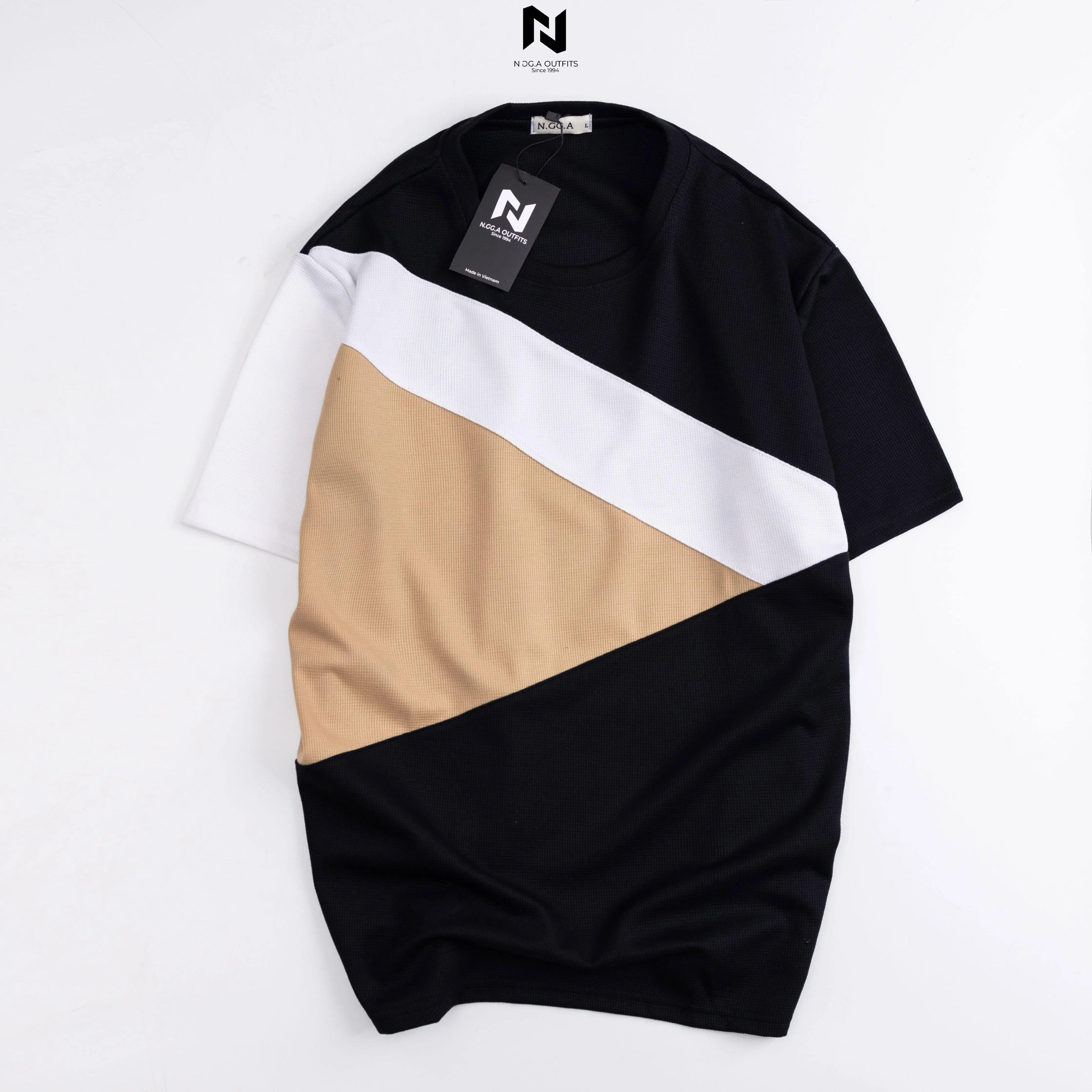 ÁO THUN TỔ ONG PHỐI 3 MÀU -N.GG.A- Áo cổ tròn - Chất liệu Cotton - Size 40-80kg - Thời trang Nam Nữ Top Men