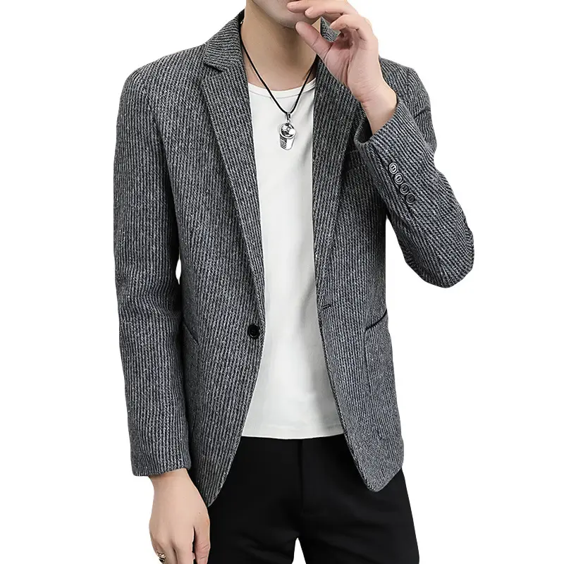 Bộ Đồ Sọc, Hàng Mới Về Mùa Thu Và Mùa Đông, Phong Cách Thường Ngày Thích Hợp Cho Đám Cưới Và Chú Rể, Thời Trang Hàn Quốc, Bộ Đồ Phù Rể Nam, Giao Hàng Một Mảnh 4