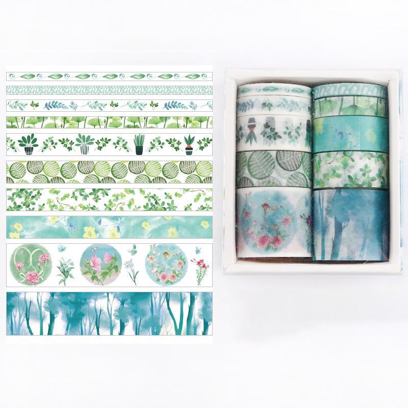 Product Introduction of Decorative Washi Tape Set, 10pcs/set Colorful DIY Slim Paper Tape, Decor Tape for DIY Art Gift Packaging, Office Stationery & Supplies 0