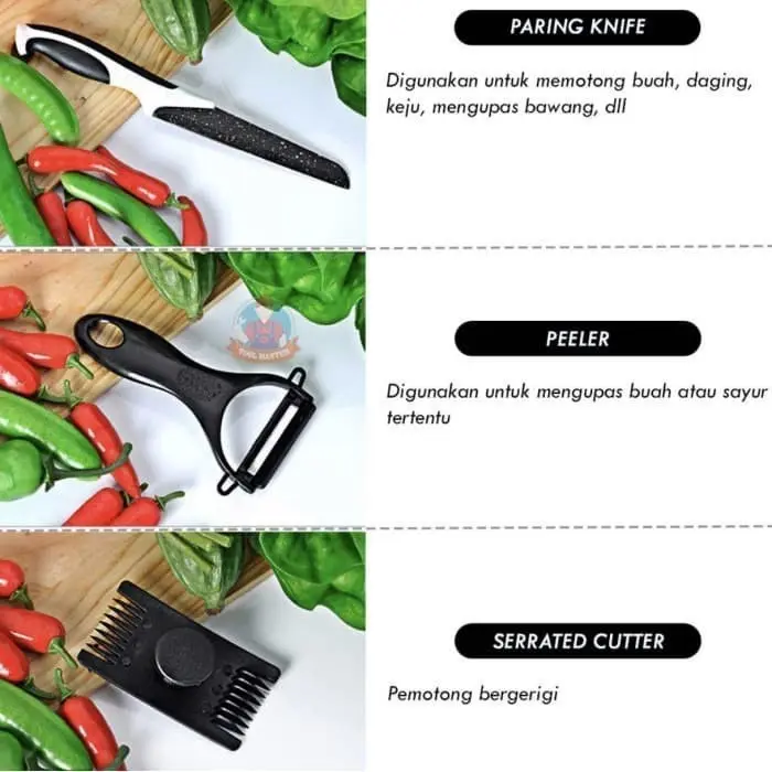 PISAU SET MURAH/KNIFE SET PISAU DAPUR SERBAGUNA MURAH 5 in 1 BLACK MARBLE 4