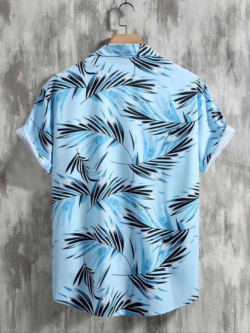 Product Introduction of Men's All Over Print Short Sleeve Shirt, Regular Fit Casual Button Closure Top for Summer, Men's Clothes for Beach Vacation 2