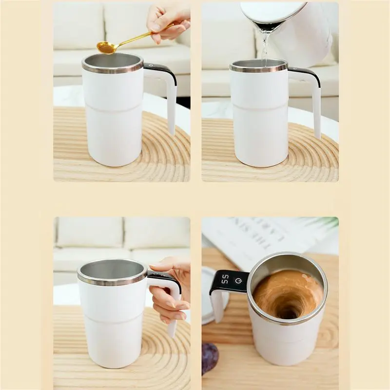 Automatic Stirring Coffee Mug, USB Rechargeable Coffee Mixer, Temperature Display Self Stirring Cup, Electric Self Stirring Mug 6