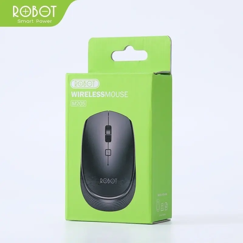 ROBOT Mouse Wireless M205 2.4G 800 - 1600DPI Receiver USB Garansi Original Resmi Black 8