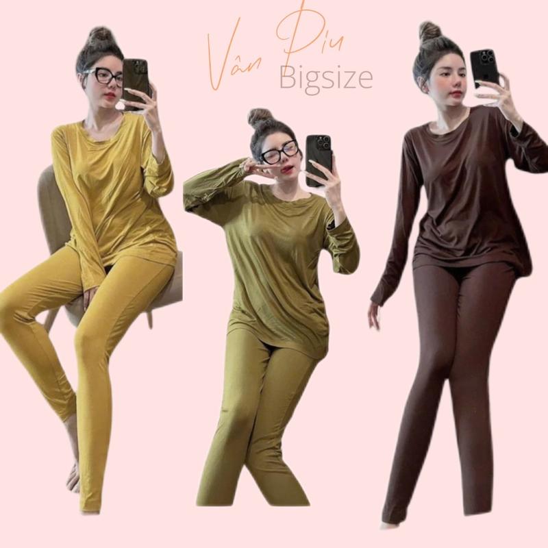 SET BỘ ÁO QUẦN Ủ KEM ỐNG ÔM THUN LẠNH DẺO (45-90KG)MÁT MỊN CO GIÃN Top Đồ Bộ Nữ ]