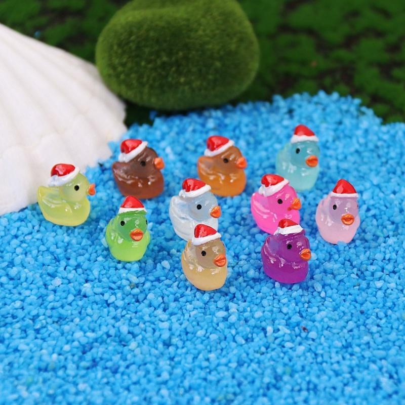 Mini Cartoon Duck Decorative Ornament, 20pcs/50pcs Luminous Duck Decoration, DIY Handmade Resin Accessories, Micro Landscape Decoration, Fish & Aquatic Supplies, Christmas Gift 4