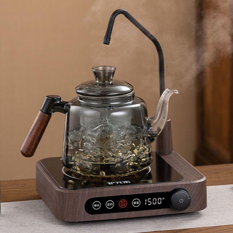 Ấm Trà Tự Động, Mới, Bơm Nước Và Sưởi Ấm Bằng Điện, Thích Hợp Để Nấu Trà, Sưởi Ấm Bằng Nước Cháy, Được Làm Bằng Gỗ Đào, Tất Cả Kính, Dung Tích Lớn, Được Cấp Bằng Sáng Chế, Thích Hợp Để Đựng Trà Đun Siêu Tốc 1