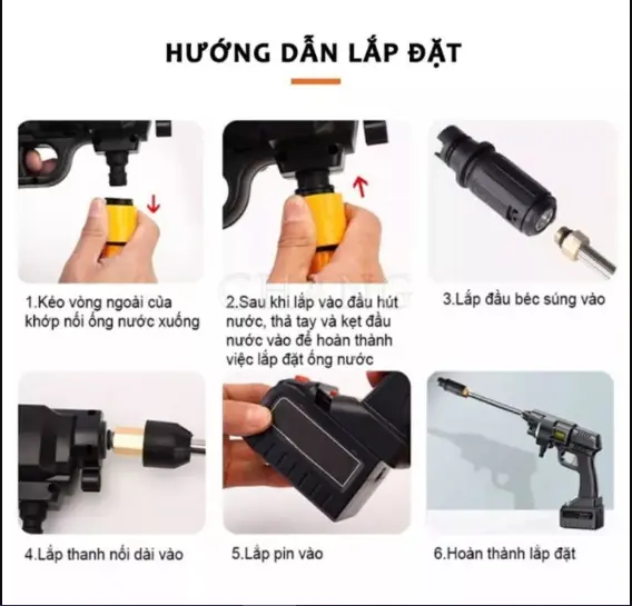 Máy rửa xe cầm tay dùng pin - Máy xịt rửa sân vườn, xịt rửa có tạo bọt tuyết -  TẶNG KÈM 1 KHĂN LAU 5