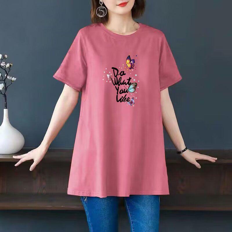 Product Introduction of Women's plus Size Fashionable Simple T-shirt Summer Loose Age-Reducing Top Printed Short-Sleeved Top 19
