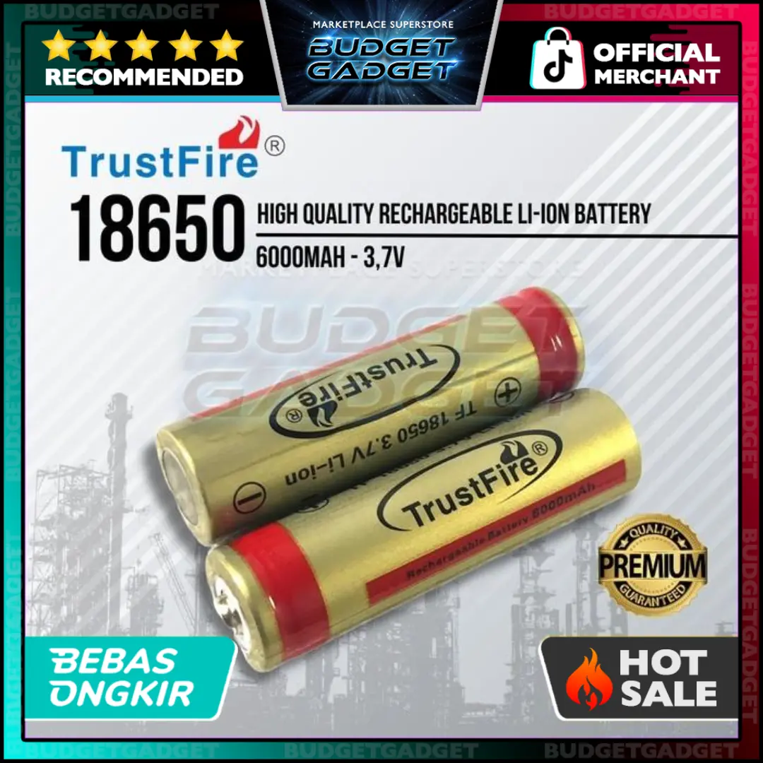 Baterai 18650 Original TrustFire Rechargeable 3.7V 6000mAh