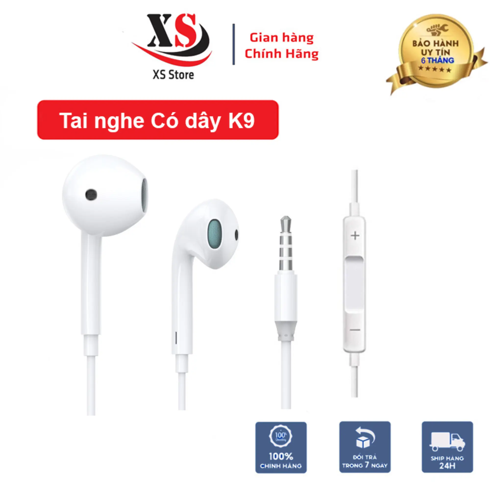 Tai Nghe Có Dây XS Store M9 - Có Míc Nghe Gọi, Jack Cắm 3.5mm