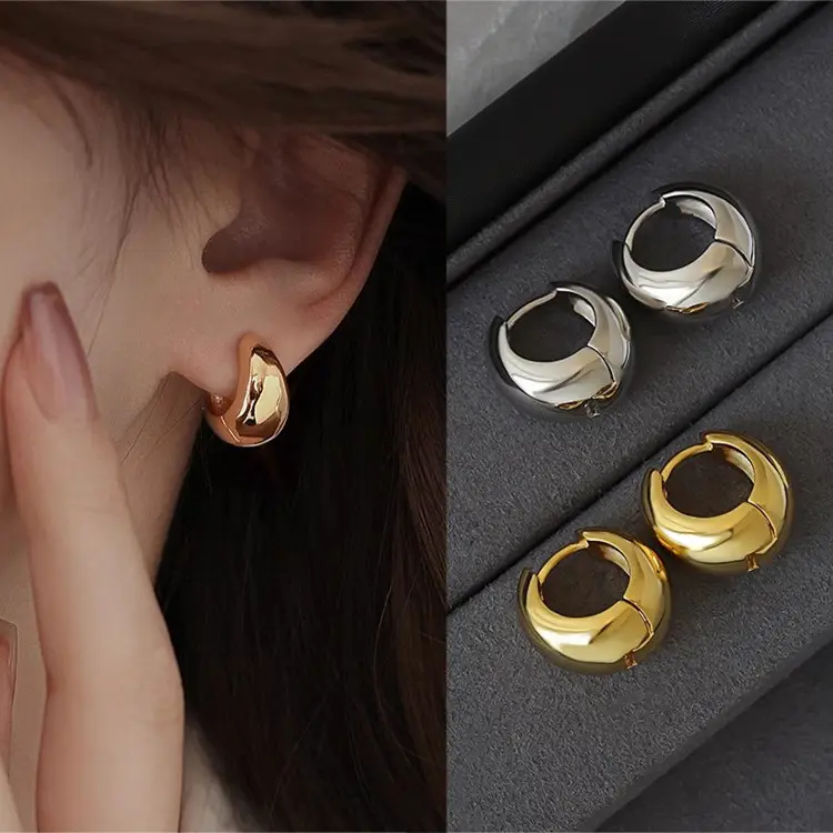 Drop Hoop Earrings Light Luxury High Sense Earrings for Women New Plain Hoop Personality Earrings Fashion Accessory