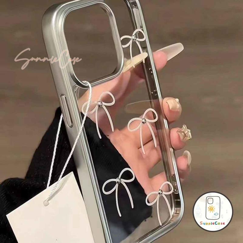 Product Introduction of Putih Pita Elegan Mulia Manis Indah Doodle Case Kompatibel Untuk IPhone 11 13 15 14 12 Pro Max 7Plus 8Plus 14Plus 15Plus XR X XS Max 8 7 6 15 Plus SE 2020 Painting Electroplated Frame Transparent Soft IMD Akrilik Mewah Phone Cover 26