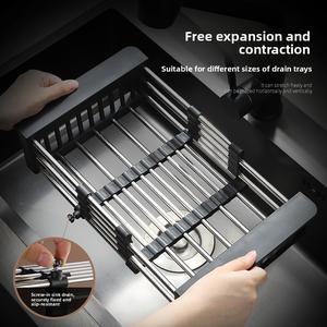 Kitchen Sink Telescopic Draining Rack Sink Storage Rack Dishwashing Sink Draining Basket Dish Storage Rack