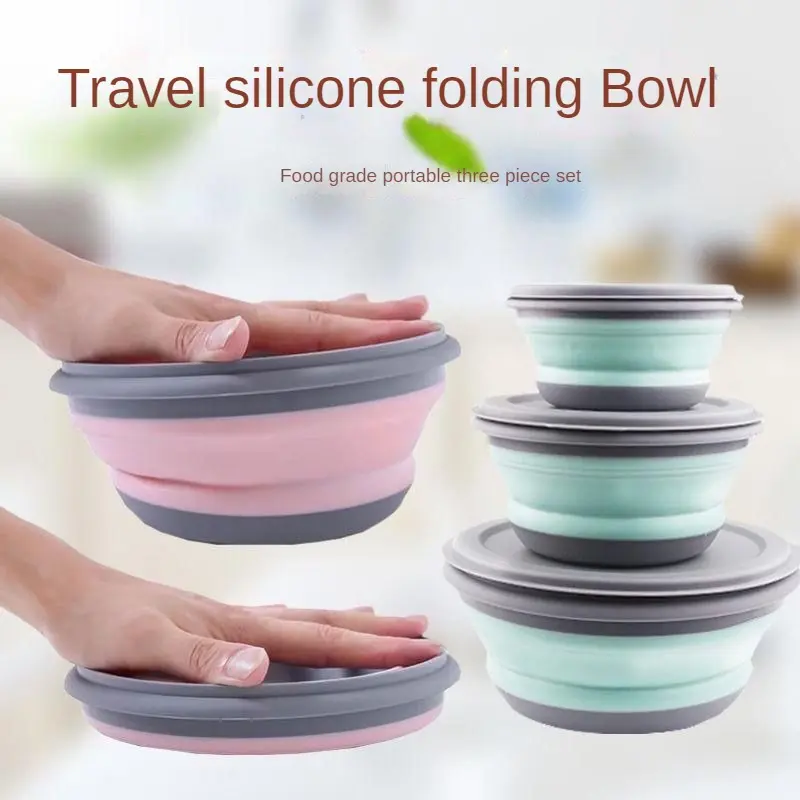 Travel folding bowl Outdoor camping portable telescopic bowl foldable student dormitory instant noodles compression bowl foldable lunch box