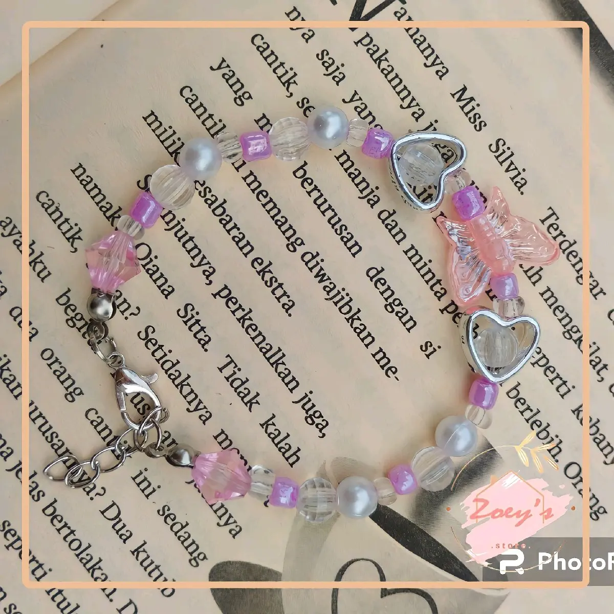 Gelang Manik Pink Love Aesthetic Beads Bracelet Murah