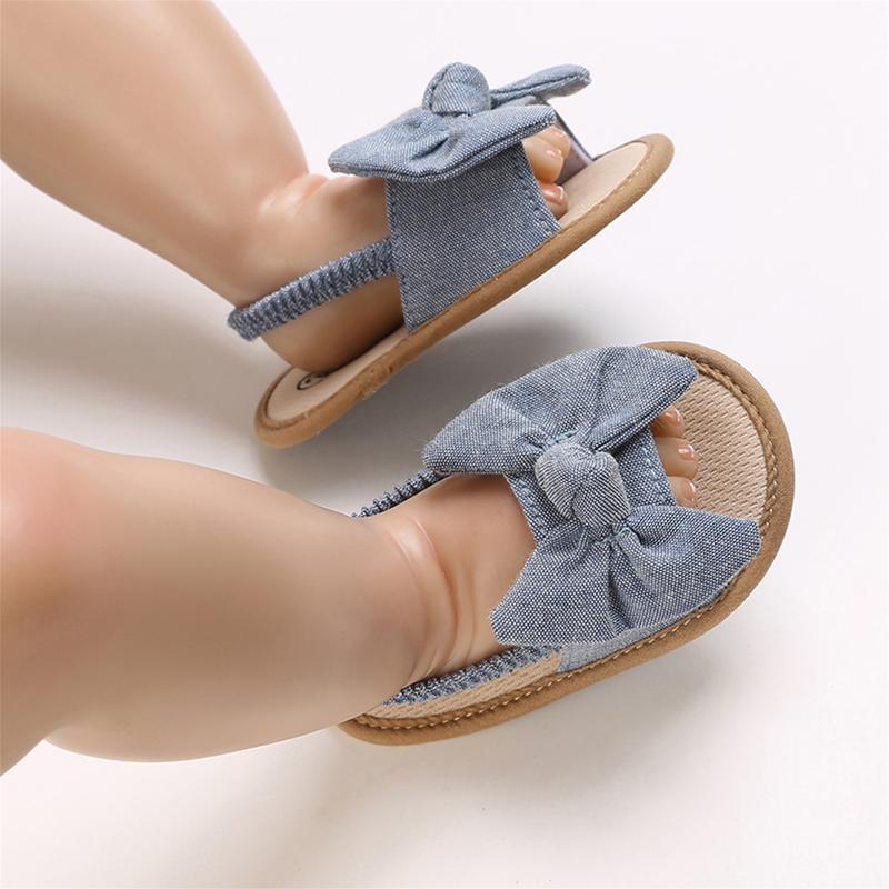 Dép thắt nơ cho bé gái, Giày công chúa đế mềm giản dị Giày chắp vá không trơn trượt 1