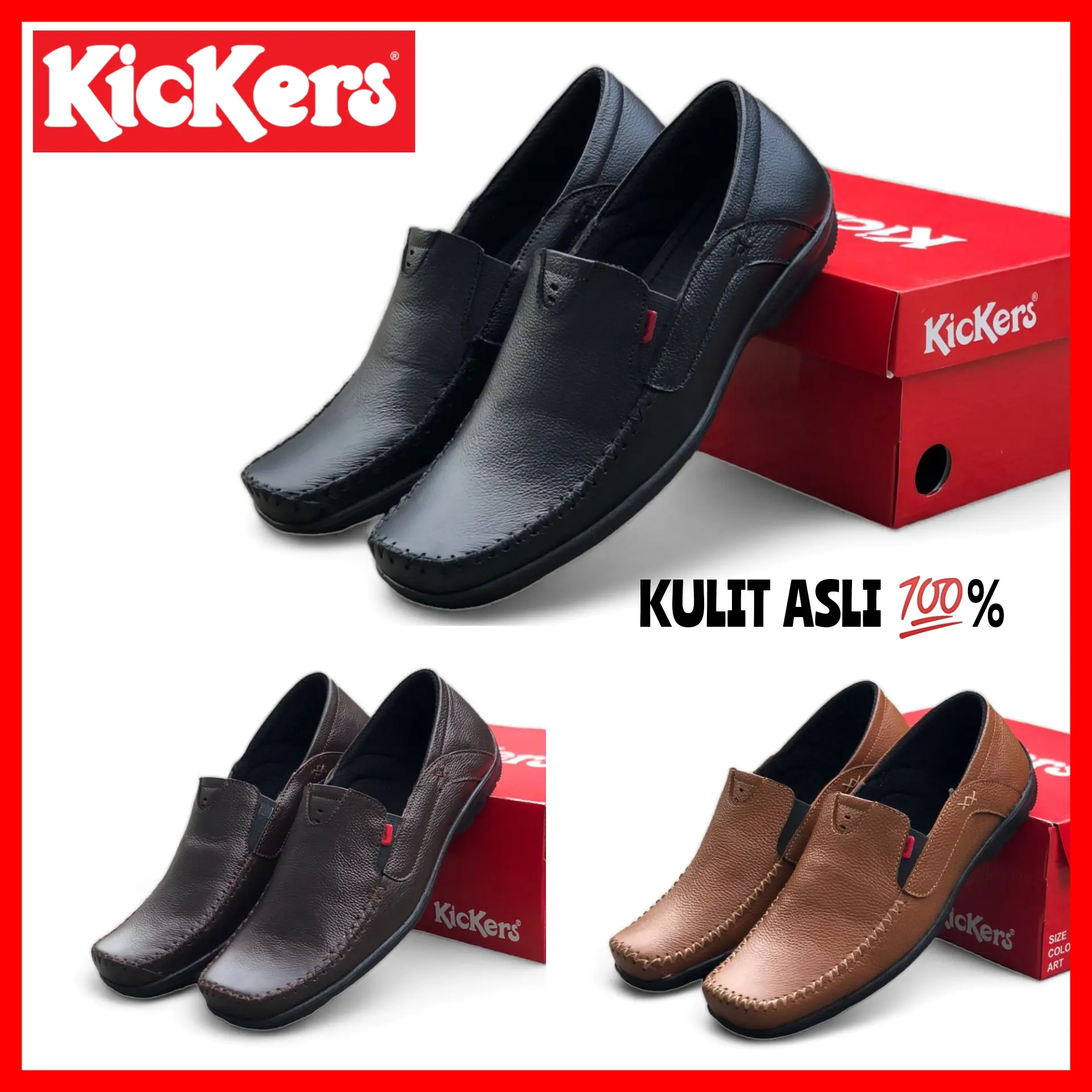 SEPATU KICKERS PANTOFEL PRIA KULIT ASLI / SEPATU KERJA KANTOR SLIP ON COWOK FORMAL / SEPATU PANTOPEL BISNIS WEDDING LAKI LAKI / SEPATU ASLI KULIT PROMO Flat Shoes Kasual