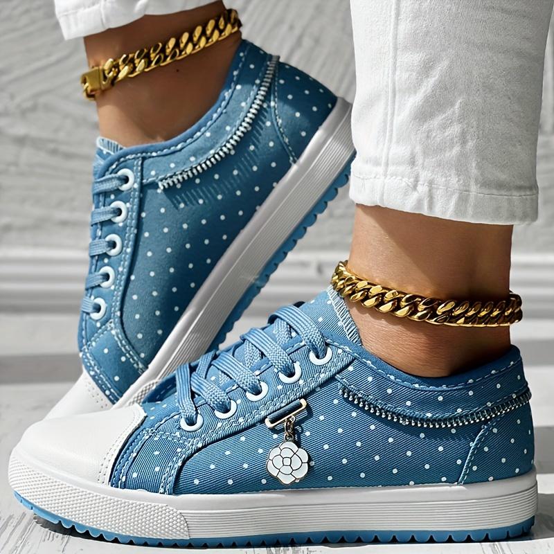 Women's Floral Mesh & Cover Casual Sneakers - Breathable Low-Top Lace-Up Round-Toe Shoes with PU Sole for Casual Attire, Ladies Sneakers, Comfortable Footwear, Durable Traction Footwear 5